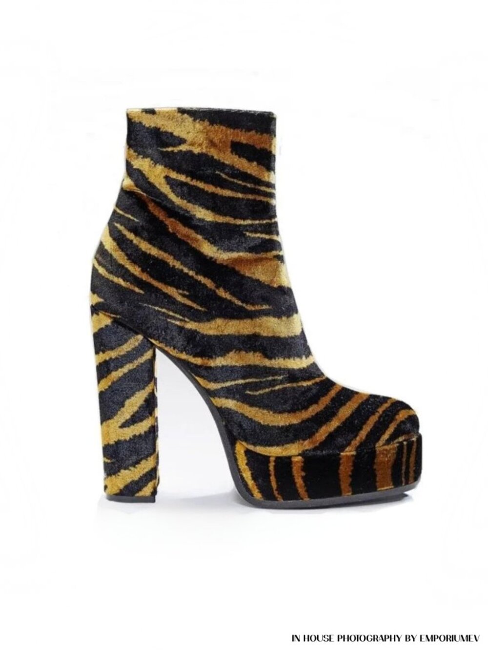 Roberto Cavalli Scarpa Velvet Animal Print Women Size 6.5 US 4 UK Chunky Boots
